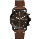 Fossil Men’s Commuter Stainless Steel and Leather Casual Quartz Watch