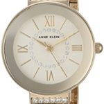 Anne Klein Women’s AK/3190CHGB Swarovski Crystal Accented Gold-Tone Bracelet Watch