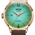 Welder Moody Dark Brown Leather 3 Hand Rose Gold-Tone Watch with Date 42mm