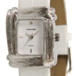 Pedre Women’s Silver-Tone Watch with Interchangeable Black and White Straps #6115SX