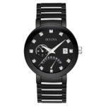 Bulova Men’s 98D109 Diamond-Accented Black Stainless Steel Watch