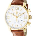 Swiss Legend Men’s Belleza Analog Swiss Quartz Watch White Dial and Gold Stainless Steel Case with Brown Leather Strap 22011-YG-02-BR