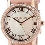 Michael Kors Women’s Petite Norie Watch, three hand quartz movement with mother of pearl dial