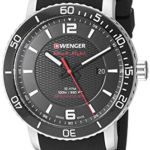Wenger Men’s Roadster Black Night Stainless Steel Swiss-Quartz Silicone Strap, 21.3 Casual Watch (Model: 01.1841.102)