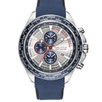 Nautica Men’s Ocean Beach Chrono Stainless Steel Japanese-Quartz Watch with Silicone Strap, Blue, 20.4 (Model: NAPOBP902)