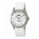 COACH MADDY STAINLESS STEEL 40MM WHITE RUBBER STRAP WATCH, STYLE W6033