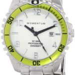 Women’s Quartz Watch | M1 Mini by Momentum | Stainless Steel Watches for Women | Dive Watch with Japanese Movement & Analog Display | Water Resistant Ladies Watch with Date – White/Lime Steel