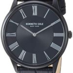 Kenneth Cole New York Men’s Classic Stainless Steel Japanese-Quartz Watch with Leather Strap, Black, 22 (Model: KC50915003)