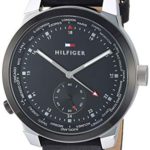 Tommy Hilfiger Men’s Quartz Watch with Leather Calfskin Strap, Black, 19.4 (Model: 1791552)