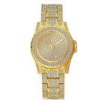 SINOBJ Men Quartz Watch Diamond Quartz Stainless-Steel Bling Classic Geneva Hip Hop Women Luxury Watches Gift