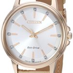Citizen Women’s ‘Eco-Drive’ Quartz Stainless Steel and Leather Casual Watch, Color:Beige (Model: FE7033-08A)
