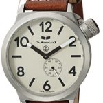 Vestal Stainless Steel Quartz Watch with Leather Calfskin Strap, Brown, 22 (Model: CNT453L05.LBWH