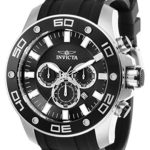 Invicta Men’s Pro Diver Scuba Stainless Steel Quartz Watch with Silicone Strap, Black, 26 (Model: 26084)