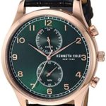 Kenneth Cole New York Men’s Dress Sport Stainless Steel Japanese-Quartz Watch with Leather Strap, Green, 19.5 (Model: KC50913002)