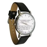 Unisex Left Handed Watch with Black Leather Band. Genuine Leather Strap