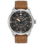 Citizen Men’s Eco-Drive Brown Leather Strap Watch with Date, AW1361-10H