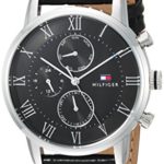 Tommy Hilfiger Men’s Sophisticated Sport Stainless Steel Quartz Watch with Leather Strap, Black, 21.5 (Model: 1791401)