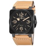 Bell & Ross Men’s BR-03-92-HERITAGE Aviation Black Dial and Beige Strap Watch Watch