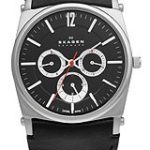 Skagen Men’s 759LSLB1 Black Dial Chronograph With Black Leather Band Watch