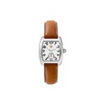 MICHELE Women’s Urban Mini Swiss Quartz Stainless Steel and Leather Luxury Watch Silver Brown (MWW02A000467)