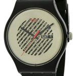 Swatch On The Grill Silver Dial Black Plastic Silicone Quartz Mens Watch SUOB713