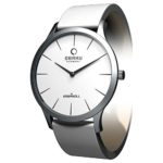 Obaku Men’s V112LCIRW White Leather Quartz Watch with White Dial
