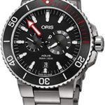Oris Aquis Men’s Regulateur Titanium Automatic Black Dial Additional Red Strap Set Watch – Model: 01 749 7734 7154-Set