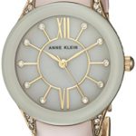 Anne Klein Women’s AK/2388TNGB Swarovski Crystal Accented Gold-Tone and Tan Ceramic Bracelet Watch