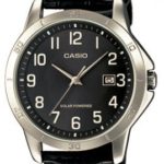 Casio MTP-VS02L-1B Men’s Standard Solar Leather Band Black Dial Date Watch