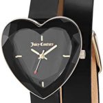 Juicy Couture Black Label Women’s Heart Shaped Gold-Tone and Black Leather Strap Watch, JC/1200BKBK