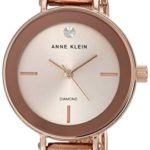 Anne Klein Women’s AK/3386RGRG Diamond-Accented Rose Gold-Tone Bracelet Watch