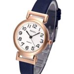 Top Plaza Womens Ladies Classic Simple Leather Analog Wrist Watch Rose Gold Case Arabic Numerals Casual Dress Quartz Watches,Small Dial