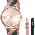 Juicy Couture Black Label Women’s JC/1094INST Pink and Green Mesh Bracelet Watch with Interchangeable Strap Set
