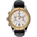 Nixon Men’s 48-20 Gun Rose Stainless Steel Chronograph Watch With Leather Band