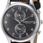 Kenneth Cole New York Men’s Dress Sport Stainless Steel Japanese-Quartz Watch with Leather Strap, Grey, 19.6 (Model: KC50913001)