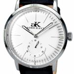 Adee Kaye AK9044 Men’s”Vintage Slim” Stainless Steel & Leather Mechanical Watch-Silver Tone/Black dial