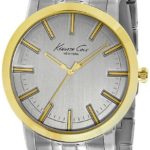 Kenneth Cole New York Men’s KC9335 Slim Round Silver Dial Yellow Gold Bezel Watch
