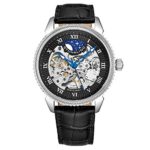 Stuhrling Original Men’s 835.02 Special Reserve Automatic Skeleton Stainless Steel Watch with Black Leather Band