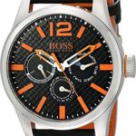 Hugo Boss Orange Black Dial Leather Strap Men’s Watch 1513228