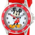 Disney Kids’ MK1239 Time Teacher Mickey Mouse Watch with Red Rubber Strap