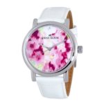 Anne Klein Women’s 109193FLWT Silver-Tone Multi-Color”Flower” Dial with White Strap Watch