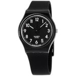 swatch Women’s GB247 Quartz Black Dial Luminous Plastic Watch