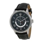 Versace Men’s 30A99D008 S009 Business Dual Time Black Dial Black Leather Date Watch