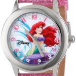 Disney Kids’ W000955 Tween Ariel Stainless Steel Watch with Glitter Strap