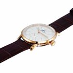 Adee Kaye AK9044 Men’s”Vintage Slim” Stainless Steel & Leather Mechanical Watch-Rose Tone/White dial