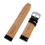 Jacques Lemans 22MM Alligator Grain Genuine Leather Watch Strap 7.75 Inches Black and Silver JL Initial Buckle