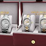 Akribos XXIV Men’s and Women’s Watch Matching Set – His and Her and Crystal Filled Watch Roman Numerals With Date Window on Stainless Steel Yellow Gold Bracelet – AK888