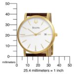 Bulova Men’s 97B100 Classic Gold-Tone Stainless Steel Watch With Brown Leather Band