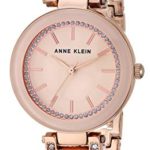 Anne Klein Women’s Swarovski Crystal Accented Rose Gold-Tone Textured Bangle Watch and Bracelet Set, AK/3394BHST