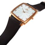 Mens Swiss Stainless Steel & Leather Watch by Adee Kaye-Rose Tone